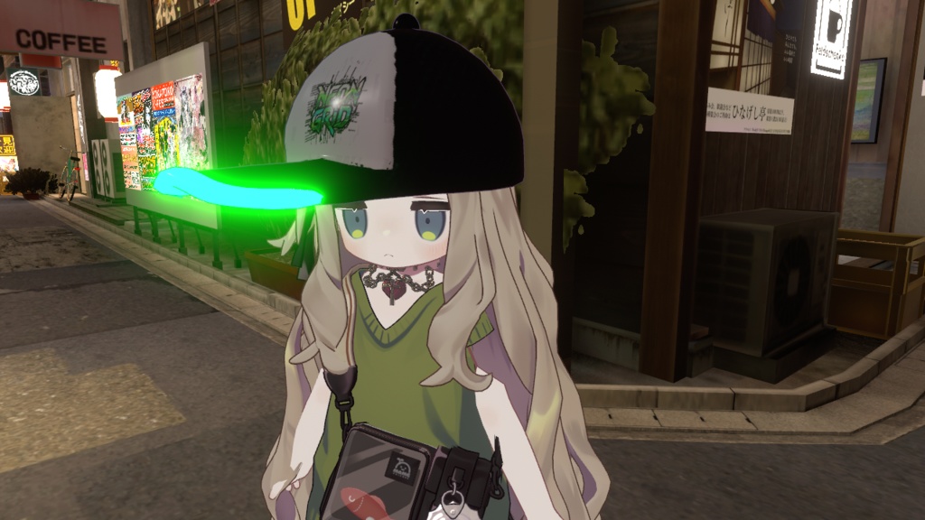 VRChat用複数アバター汎用★光るサイバーキャップ(3種同梱)★MA/liltoon対応