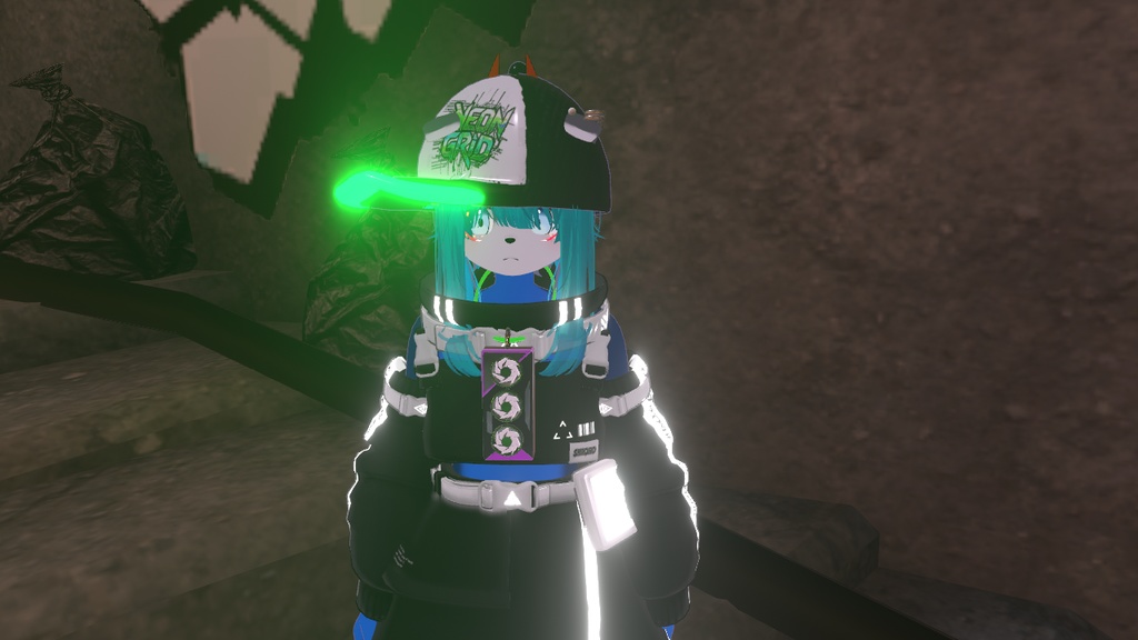 VRChat用複数アバター汎用★光るサイバーキャップ(3種同梱)★MA/liltoon対応