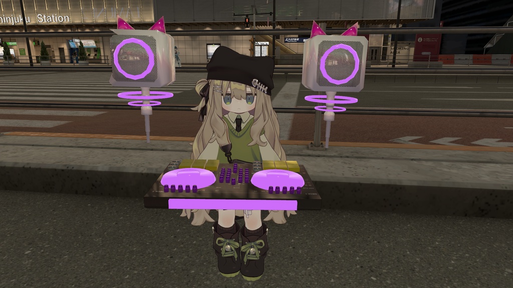 VRChat用「発光点滅、ワールド固定、浮遊ギミック搭載musicDJBOOTH」MA/liltoon対応