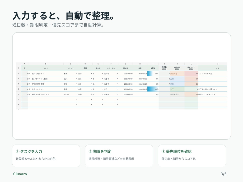 WORKFLOW FOCUS|期限・優先度がひと目でわかる Excelタスク管理テンプレート