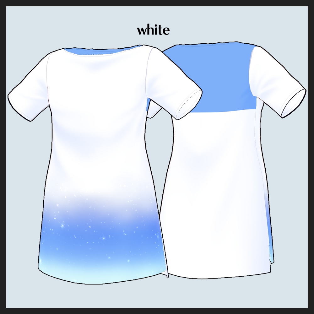 【#VRoid】夜空柄ロングTシャツ【ロングコート用】