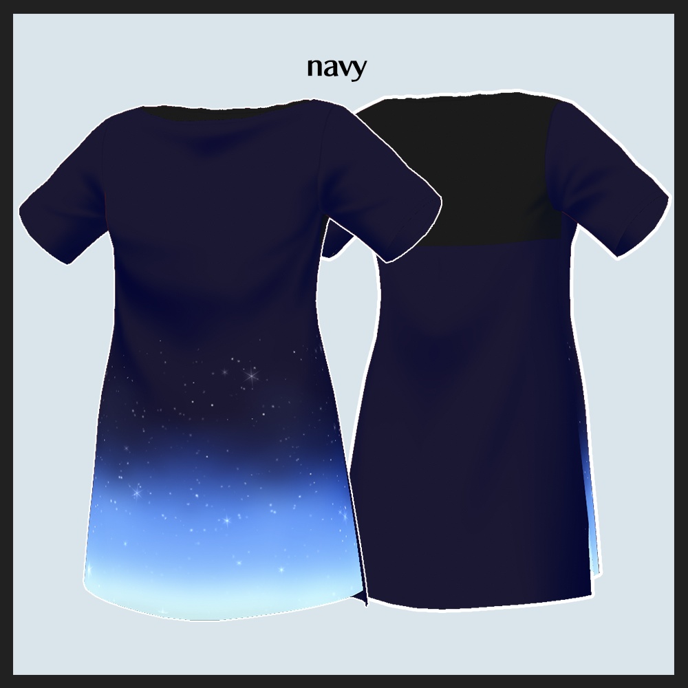 【#VRoid】夜空柄ロングTシャツ【ロングコート用】