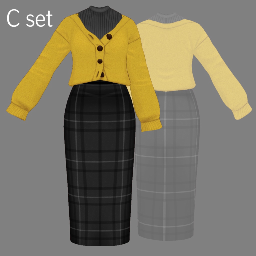 【#VRoid】カーディガン&ロングスカートセット