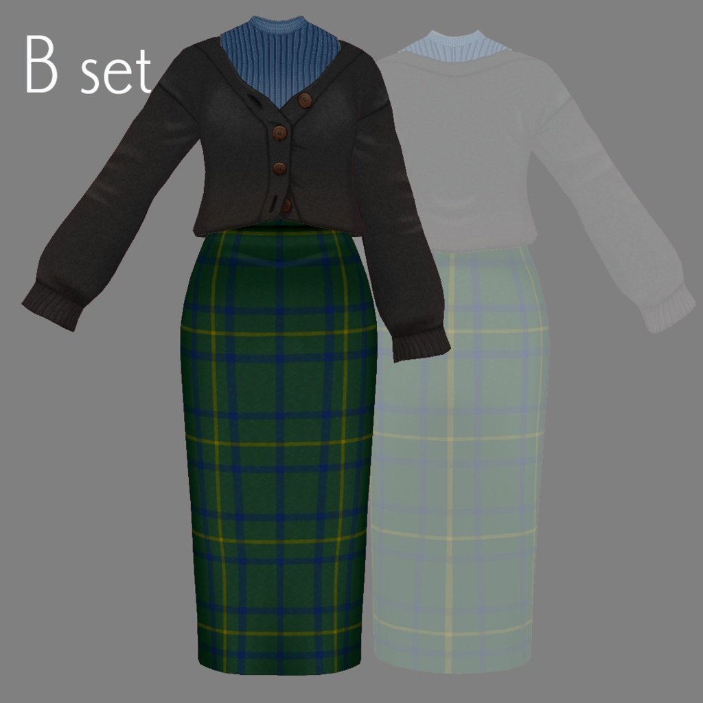 【#VRoid】カーディガン&ロングスカートセット