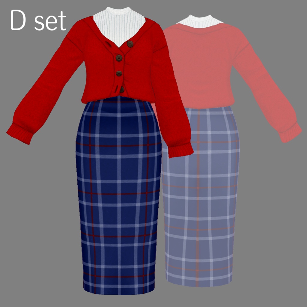 【#VRoid】カーディガン&ロングスカートセット