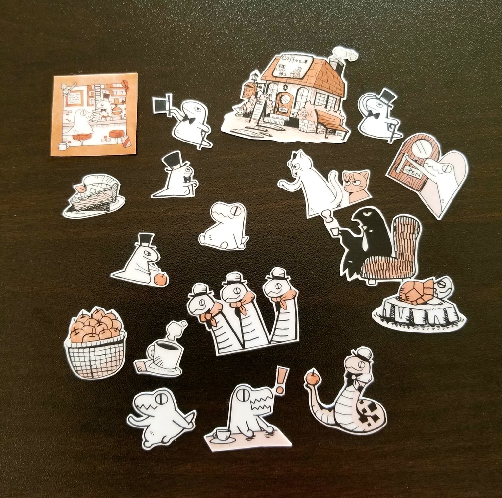 フレークシール:とかげ紳士(アップルパイ)