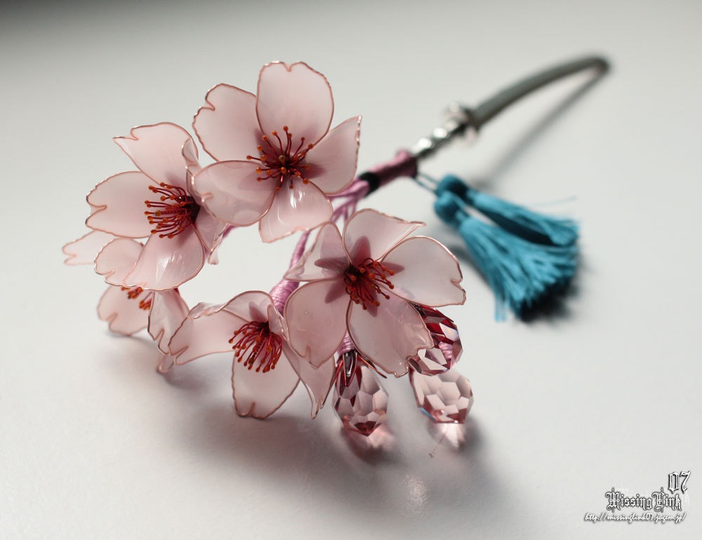 宗三左文字イメージ簪【寒緋桜】