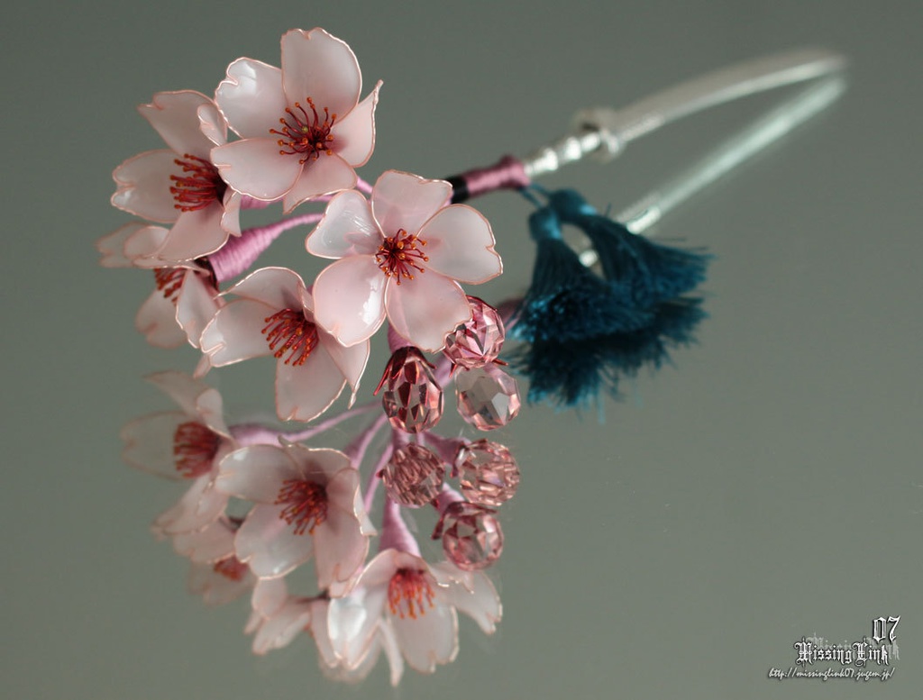 宗三左文字イメージ簪【寒緋桜】