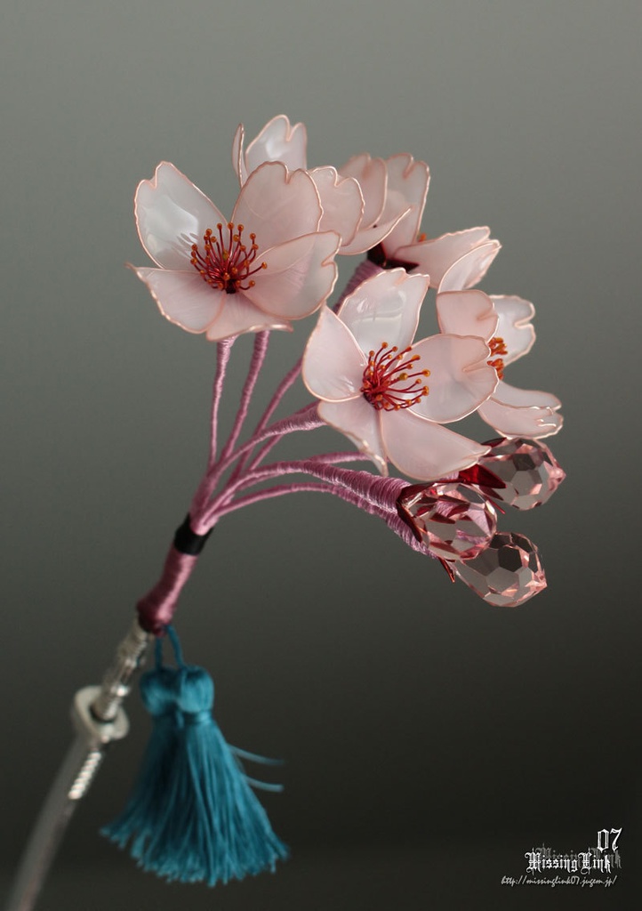 宗三左文字イメージ簪【寒緋桜】