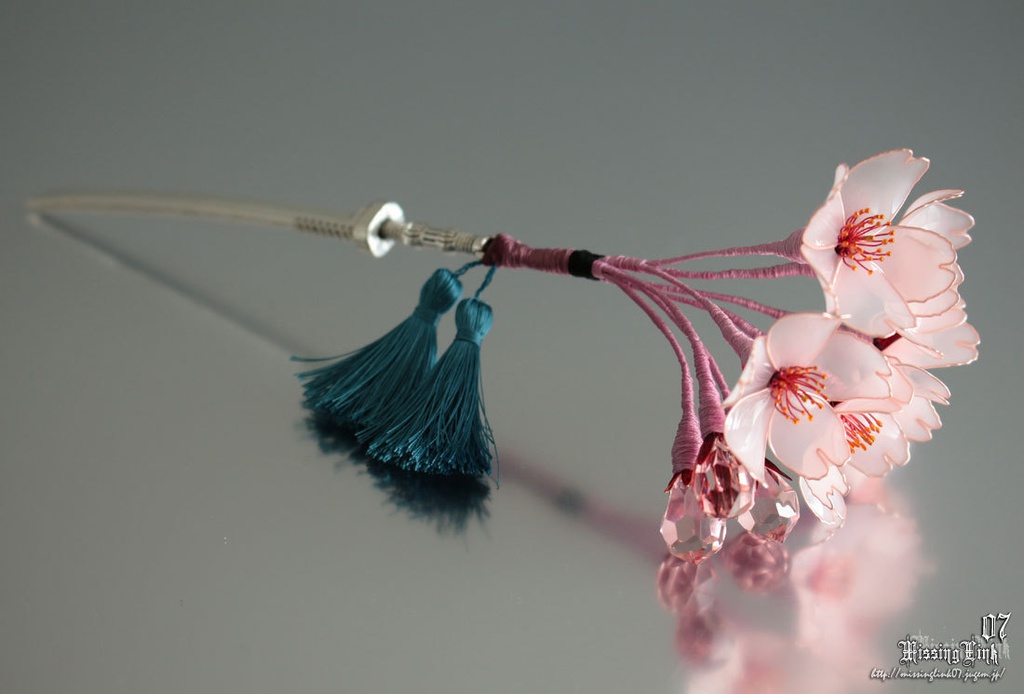 宗三左文字イメージ簪【寒緋桜】