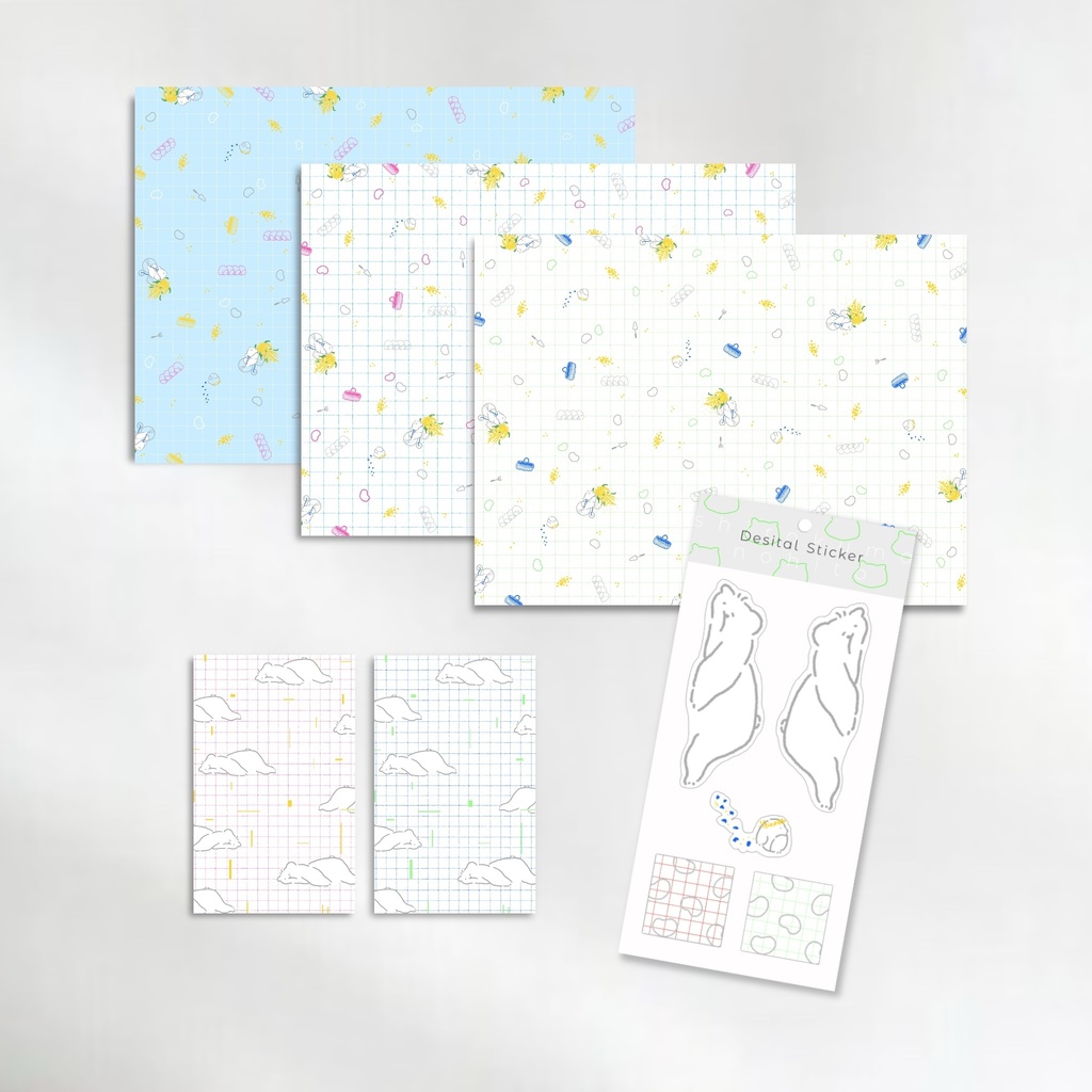 シロクマノヒト（デジタルイラストセット）ミモザ