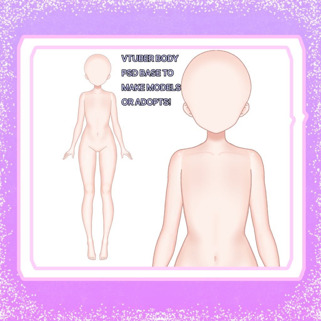 Full Body Vtuber Model Body Base PSD & PNG