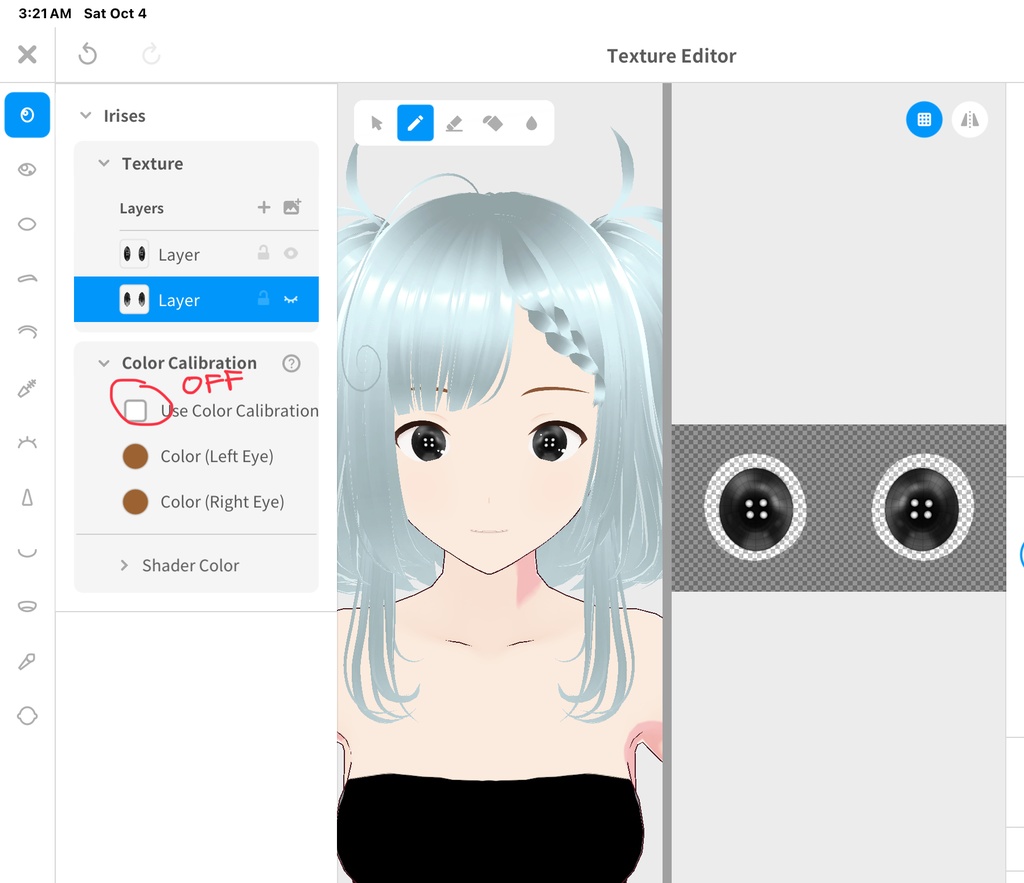 Vroid Black Button Eyes | Free To Use | Commercial Use Allowed