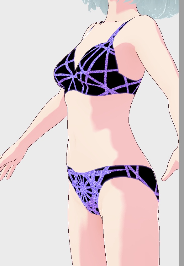 Vroid Black & Purple Bra & Panty Set | Free To Use | Commercial Use Allowed