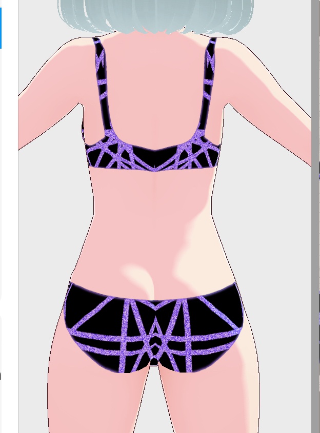 Vroid Black & Purple Bra & Panty Set | Free To Use | Commercial Use Allowed