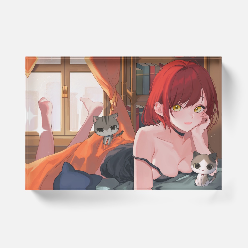 【アクリルブロック】部屋でのんびり(148×100mm)