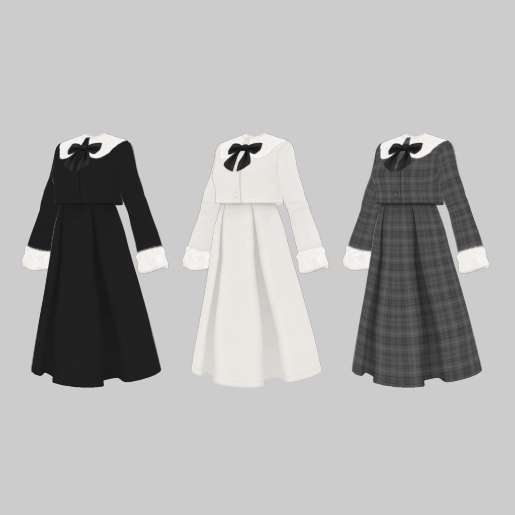 リボンのファーコート【VRoid】