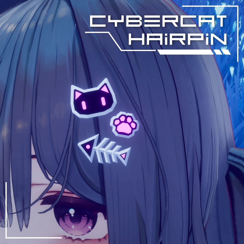 Cyber Cat Hairpin【VRChat】