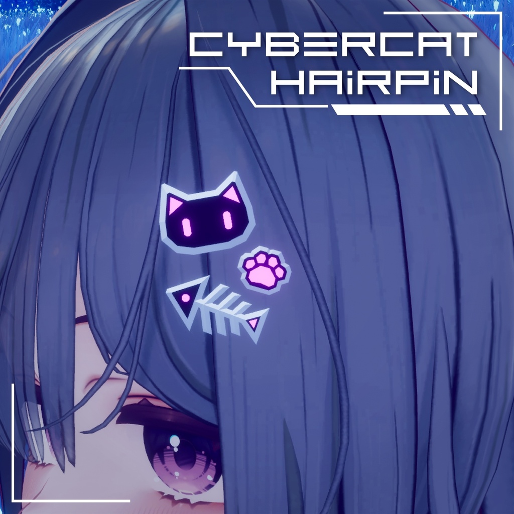 Cyber Cat Hairpin【VRChat】