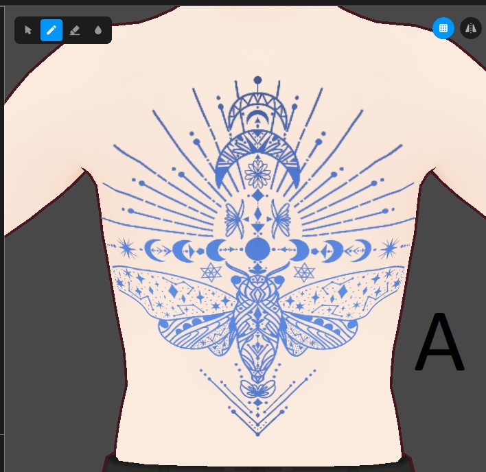 Vroid Cicada Moon Tattoo