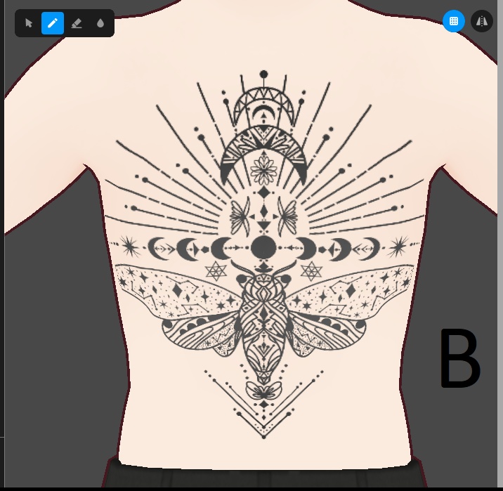 Vroid Cicada Moon Tattoo