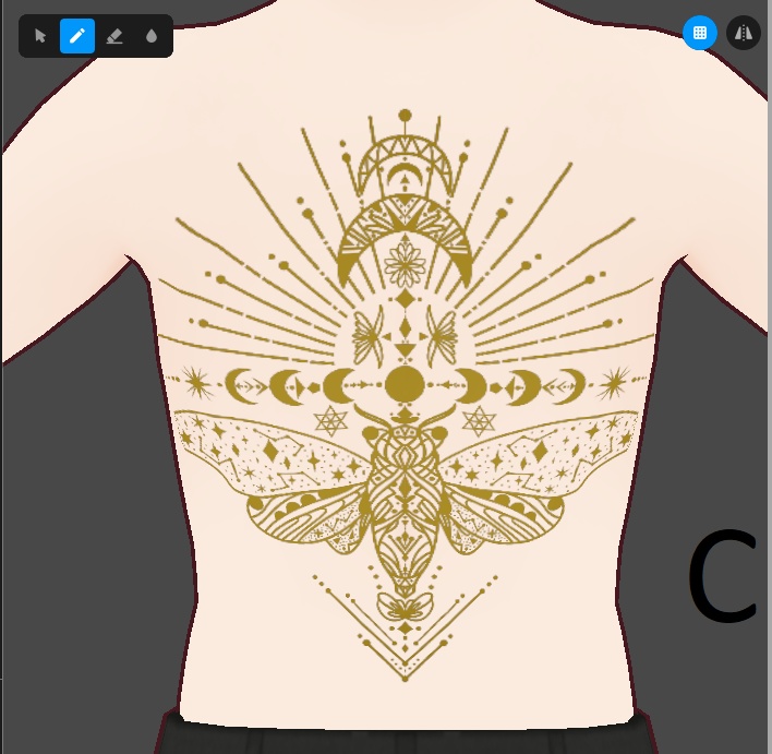 Vroid Cicada Moon Tattoo