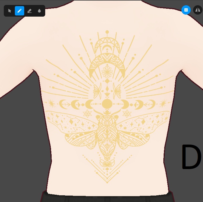 Vroid Cicada Moon Tattoo