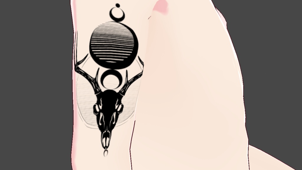 Deer skull and moons tattoo