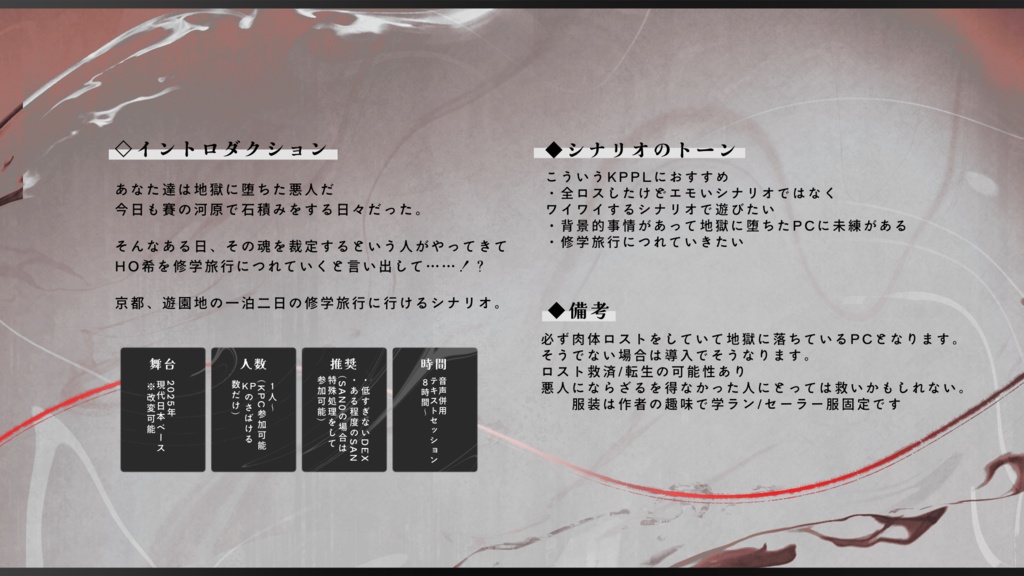 【CoC6th】地獄に堕ちたけど修学旅行に行きたい!【SPLL:E190066】