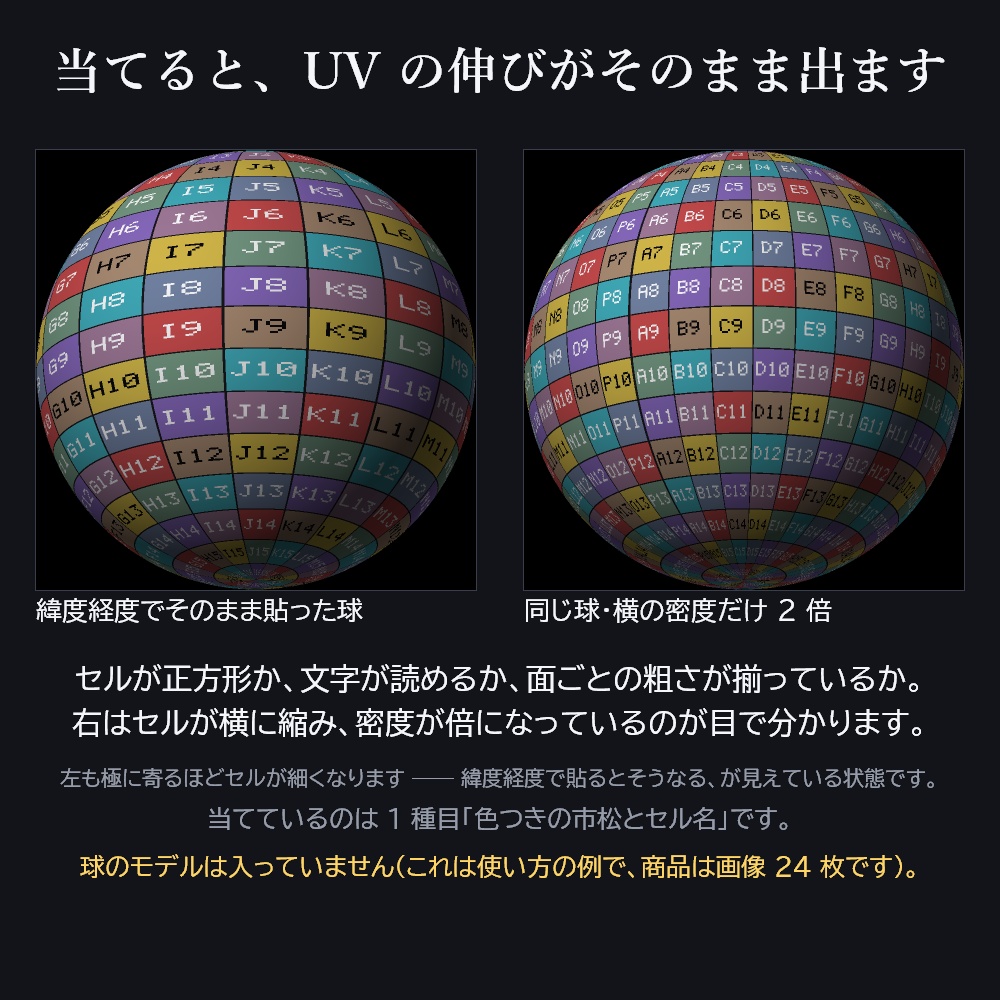UVチェッカー 12種 × 2解像度 24枚(4096 / 2048)【UV展開の確認 / Blender / Unity / VRChat】