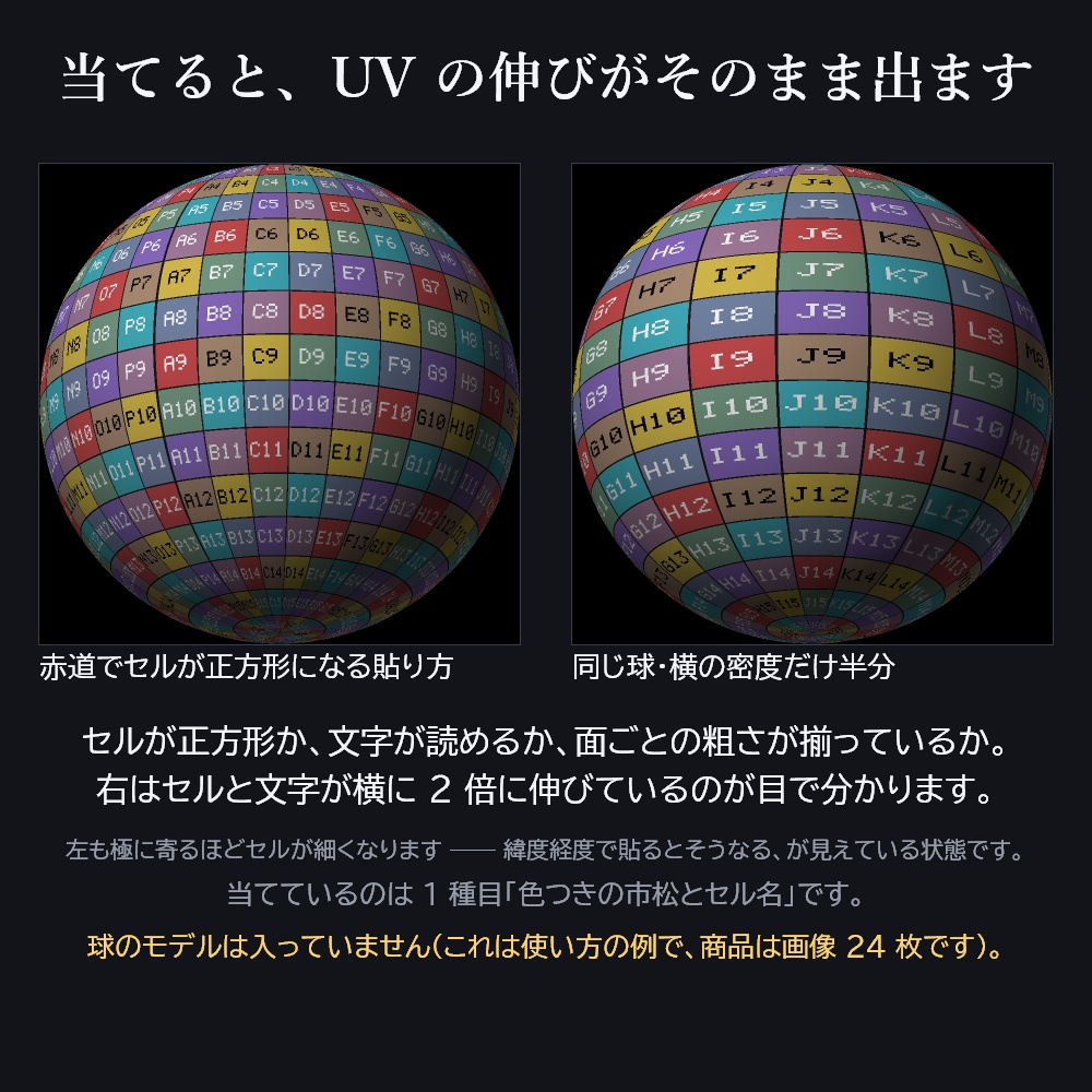 UVチェッカー 12種 × 24枚(4096 / 2048)—— UV展開の確認【同じ店に無料の素材あり / Blender / Unity / VRChat】