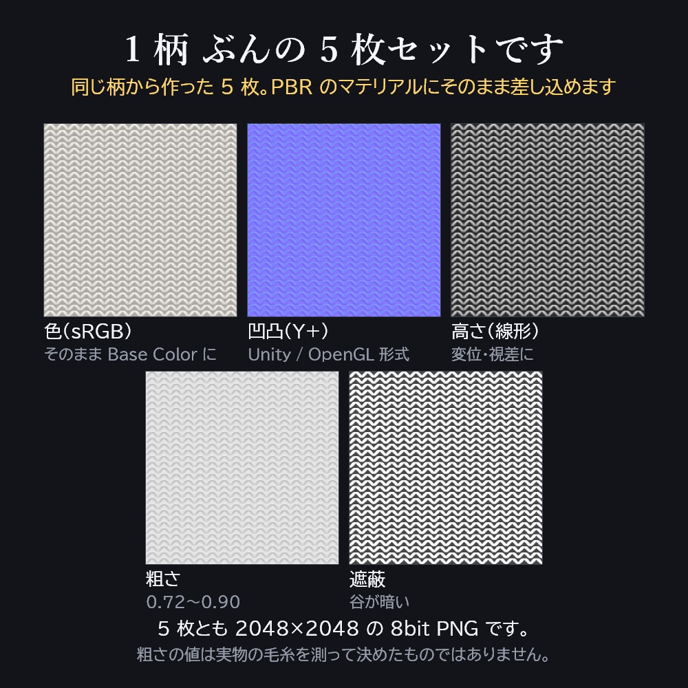 お礼の 1 枚 —— ジグザグ編みのニット地(2048px・5 枚セット)
