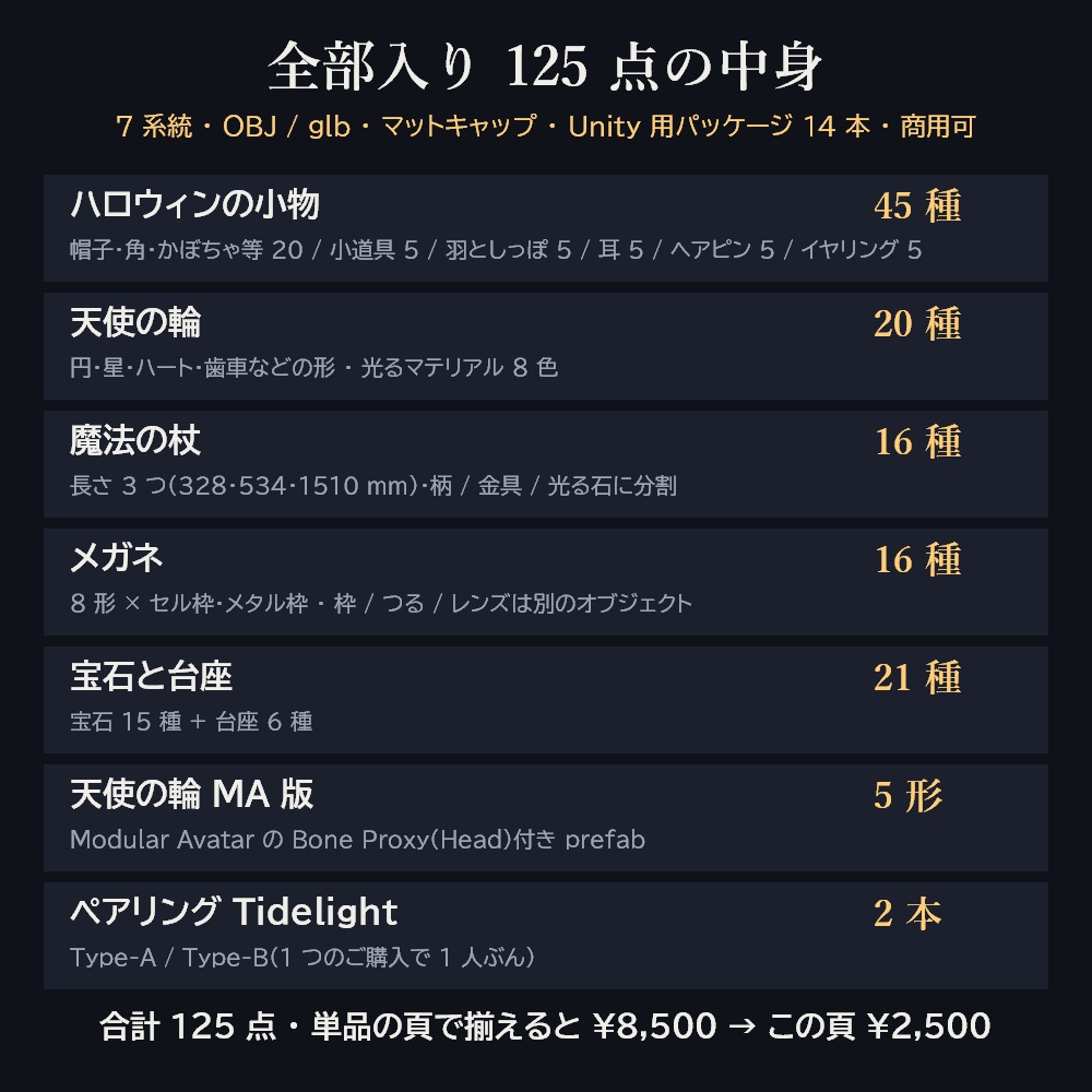 【VRChat想定】アバター小物 全部入り 130点