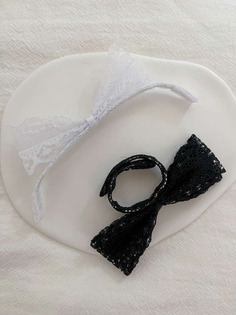 カチューシャ・チェックリボンセット(10cm~ぬいぐるみサイズ)