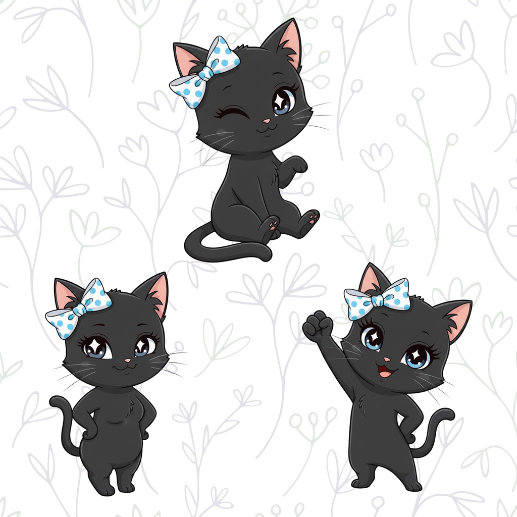 Lucky Black Cat – 幸運を呼ぶ可愛い黒猫のクリップアート