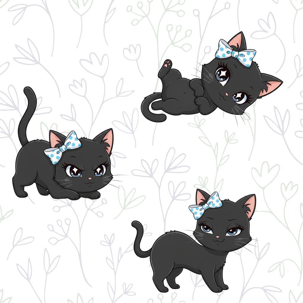 Lucky Black Cat – 幸運を呼ぶ可愛い黒猫のクリップアート