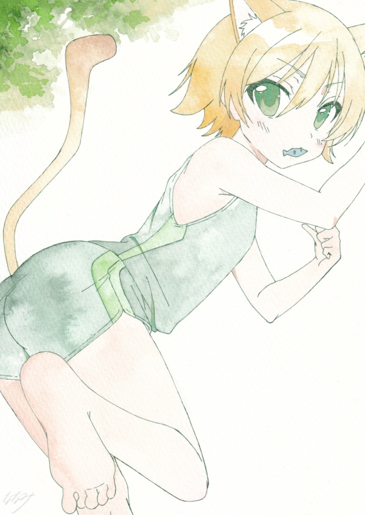 【アナログ原画】お魚泥棒くん