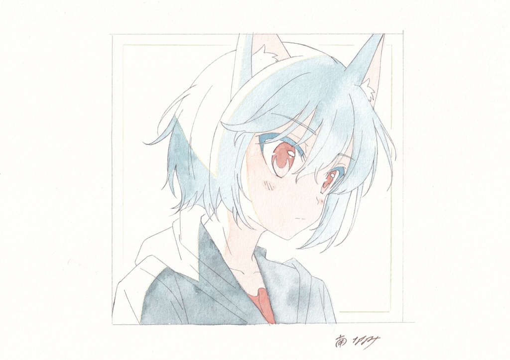 【アナログ原画】けもみみ少年くん