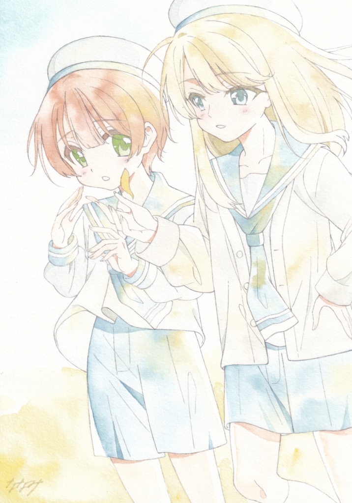 【アナログ原画】セーラー服の少年たち