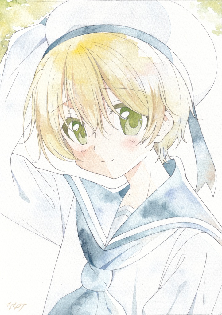 【アナログ原画】ひざし【額装済み】