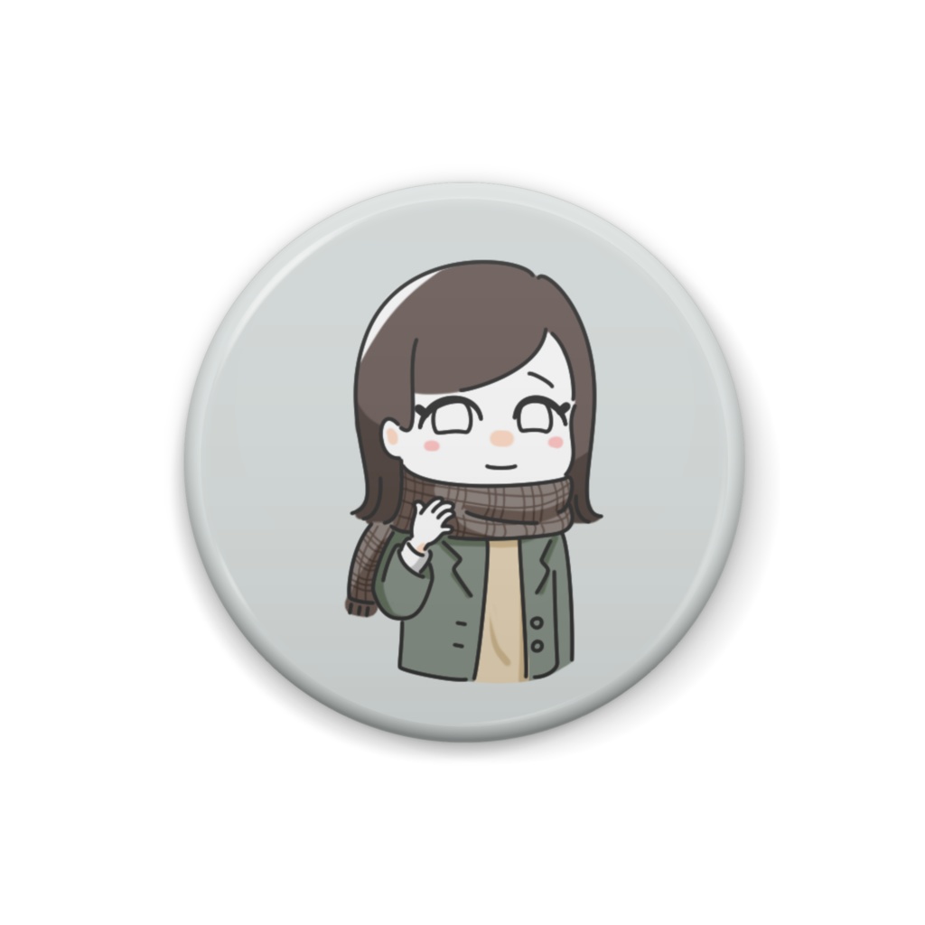 グレーベージュチェックマフラーの女の子