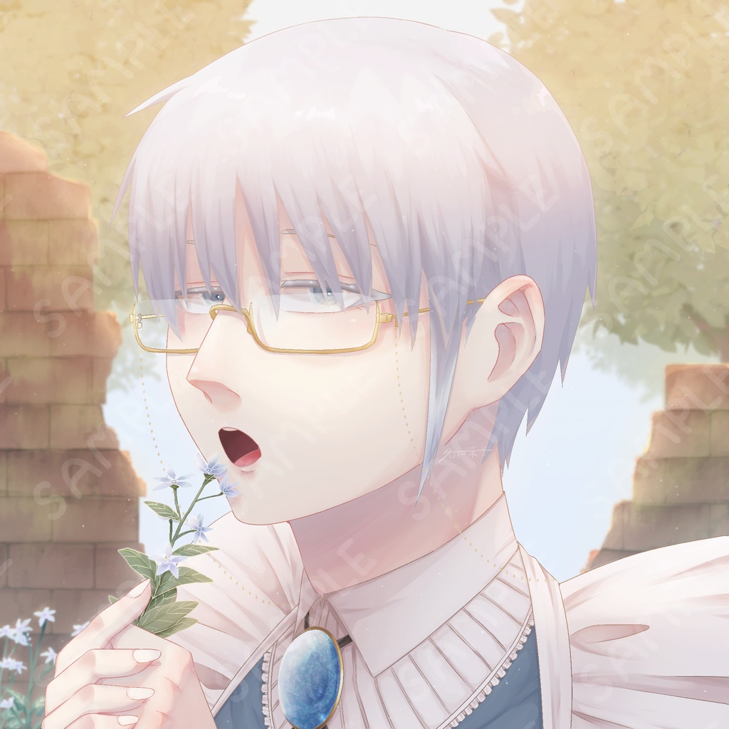 【ミニ額】花を食べようとするメイドさん