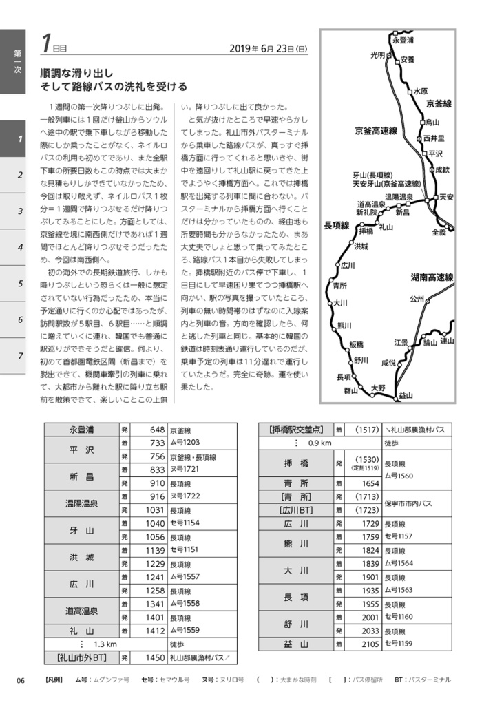 KORAIL一般列車停車駅ほぼ全駅下車の旅
