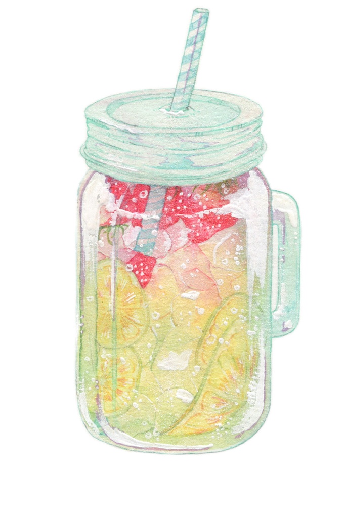 ポストカード原画「Mason Jar Drink」