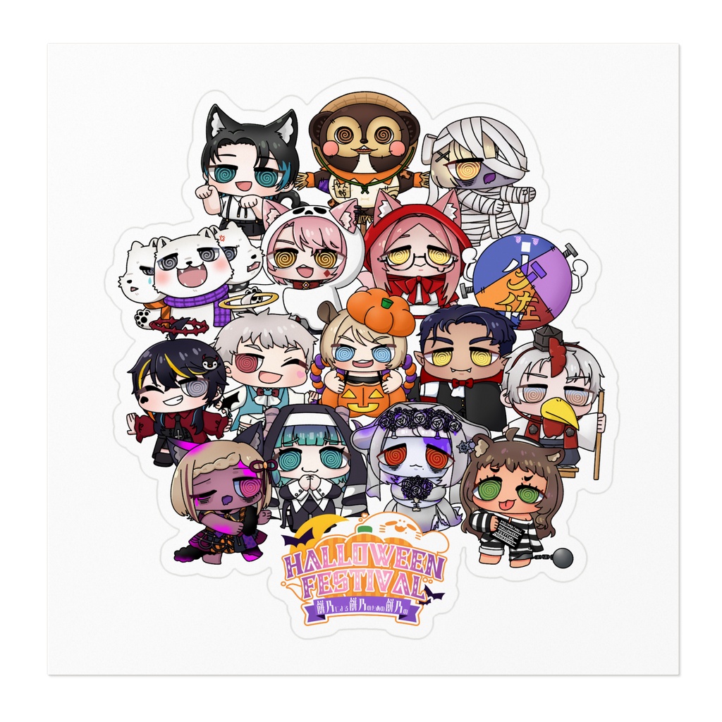 【期間限定】🎃もももHALLOWEENフェス全員集合ステッカー🦭【全2サイズ】