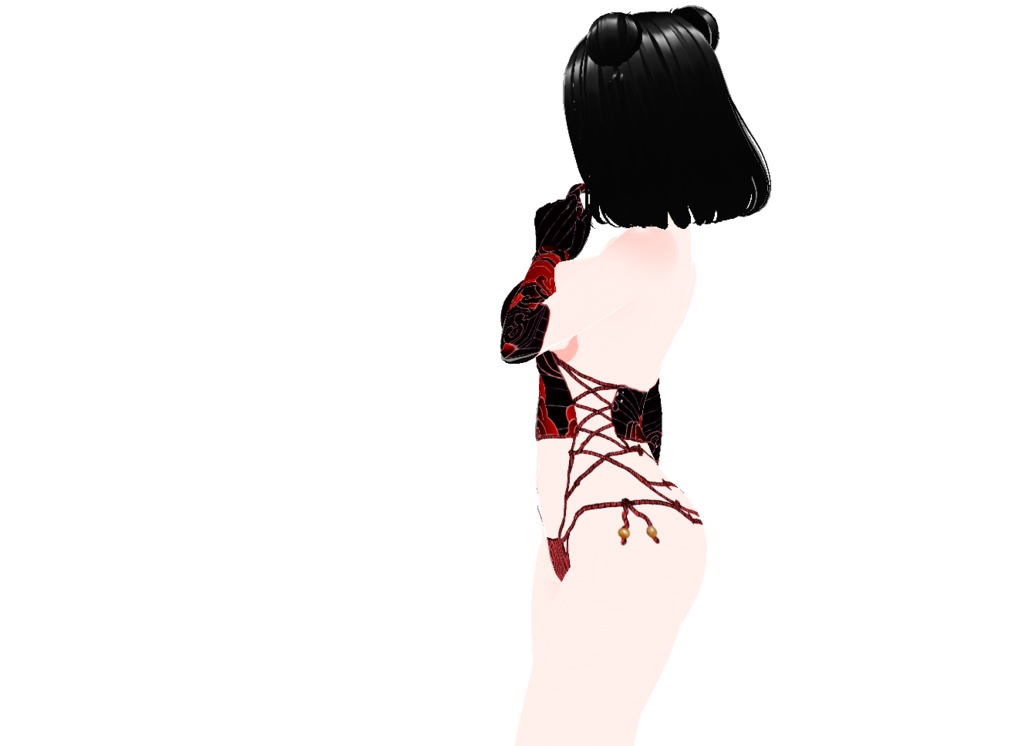 Japanese Shibari and Waves Style Top, Panty and Gloves