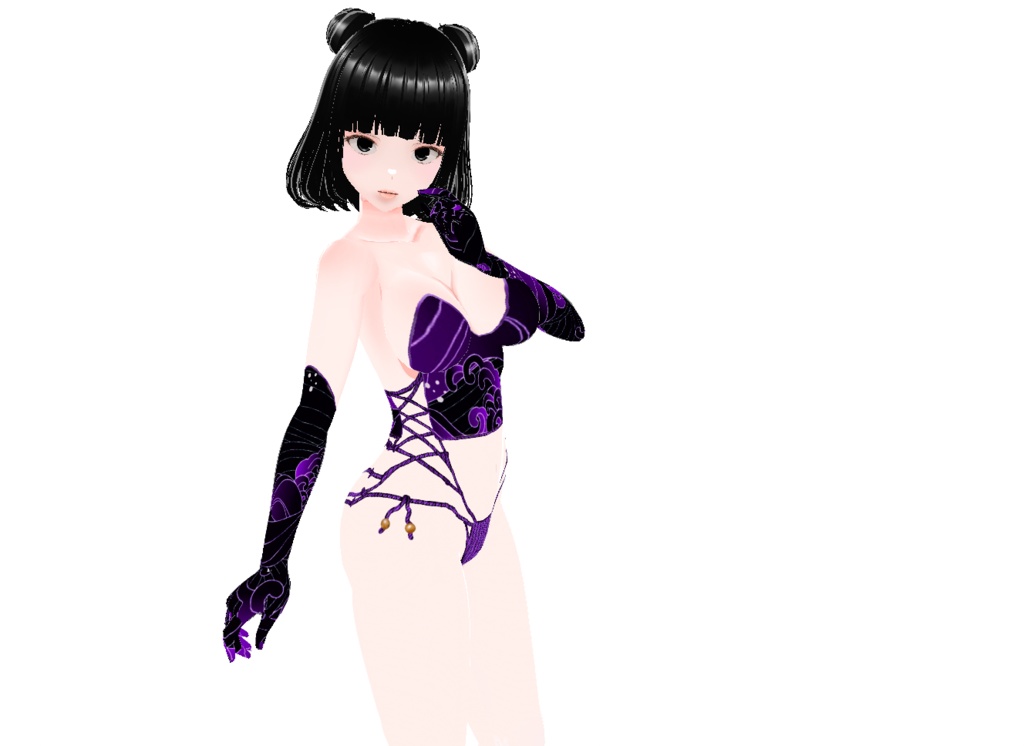 Japanese Shibari and Waves Style Top, Panty and Gloves