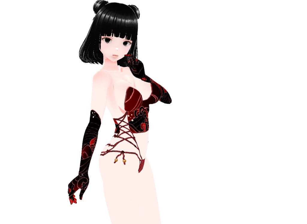 Japanese Shibari and Waves Style Top, Panty and Gloves