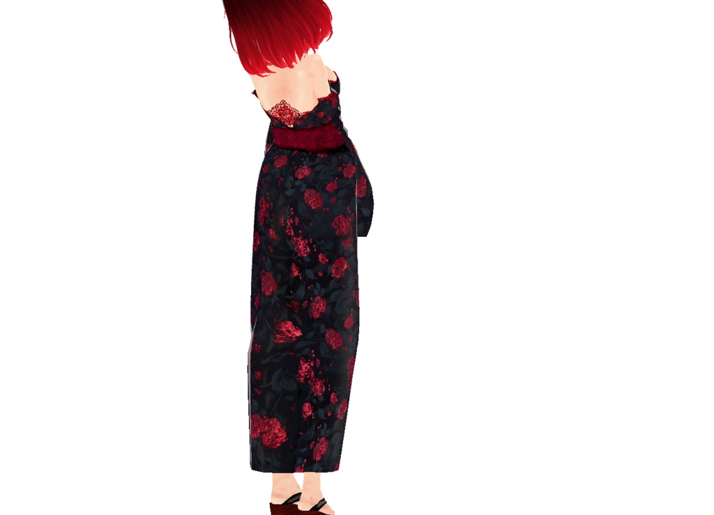 Sexy Red and Black Spider Lily Kimono/Yukata