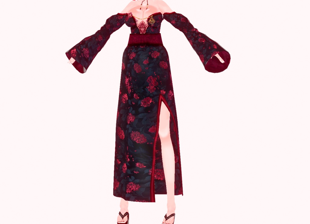 Sexy Red and Black Spider Lily Kimono/Yukata